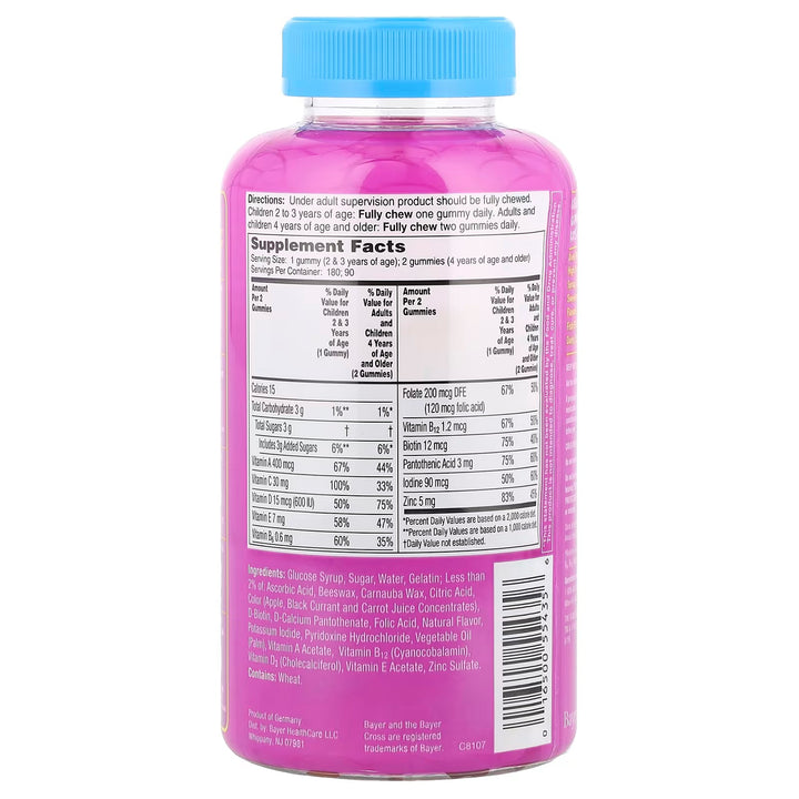 Flinstones Gummies Complete 180 Gummies Suplemento multivitamínico completo para niños con vitamina A, C, D, E y zinc