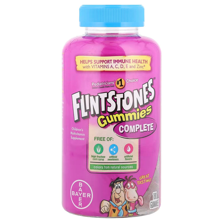 Flinstones Gummies Complete 180 Gummies Suplemento multivitamínico completo para niños con vitamina A, C, D, E y zinc