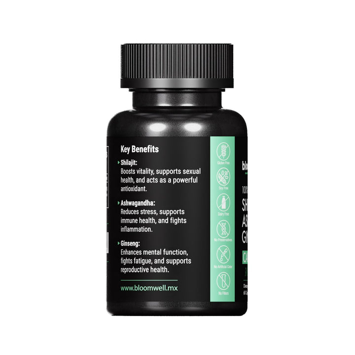 Shilajit, ashwaghanda y ginseng 60 caps