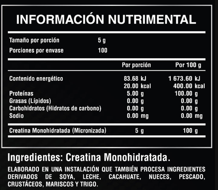 UP Creatina monohidratada 5gr 100 porciones