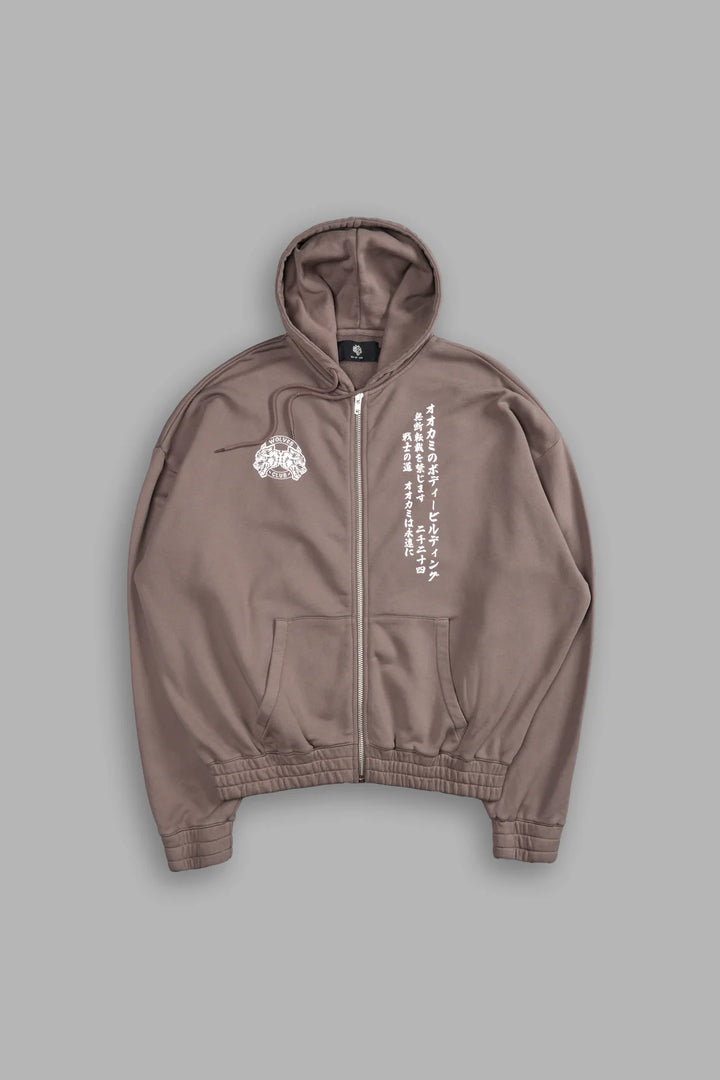 OUR ZONE "CHAMBERS" ZIP HOODIE IN MOJAVE BROWN