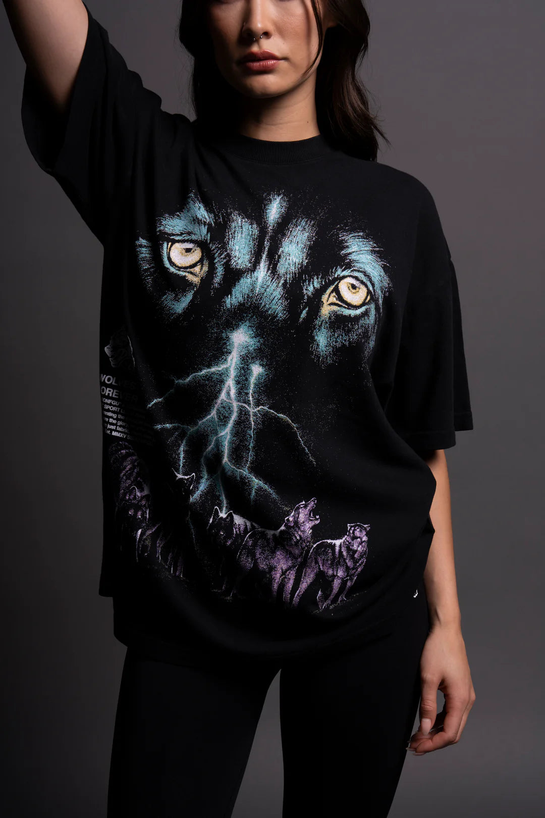 EYES OF THE STORM "PREMIUM" OVERSIZED UNISEX TEE IN BLACK/GREEN