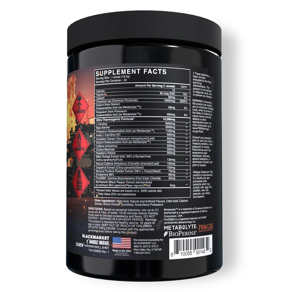 Blackmarket x Anabolic Warfare SCORCH Ultra Thermogenic Pre-workout 20 porciones