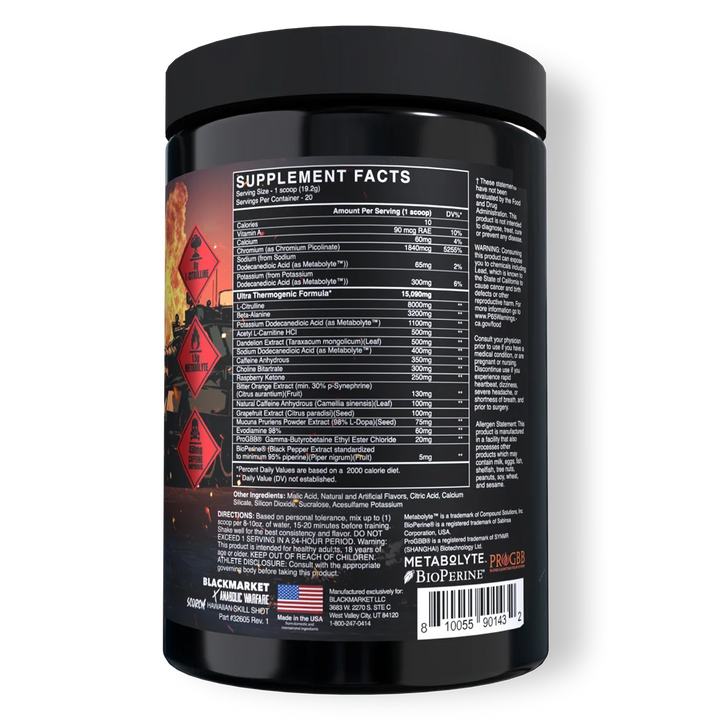 Blackmarket x Anabolic Warfare SCORCH Ultra Thermogenic Pre-workout 20 porciones