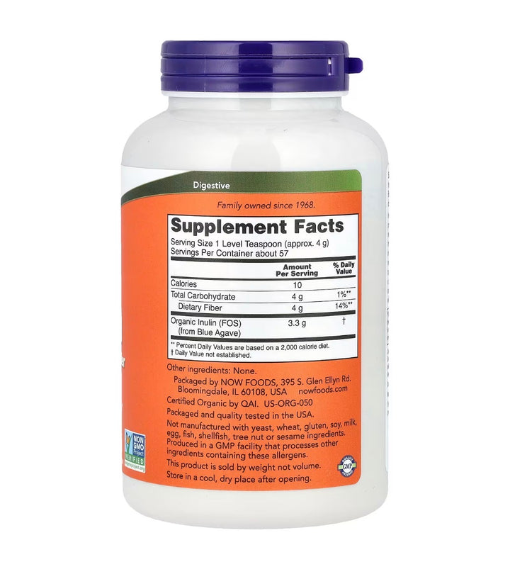 Now Prebiotic Pure Powder Inulin 227g 57 porciones