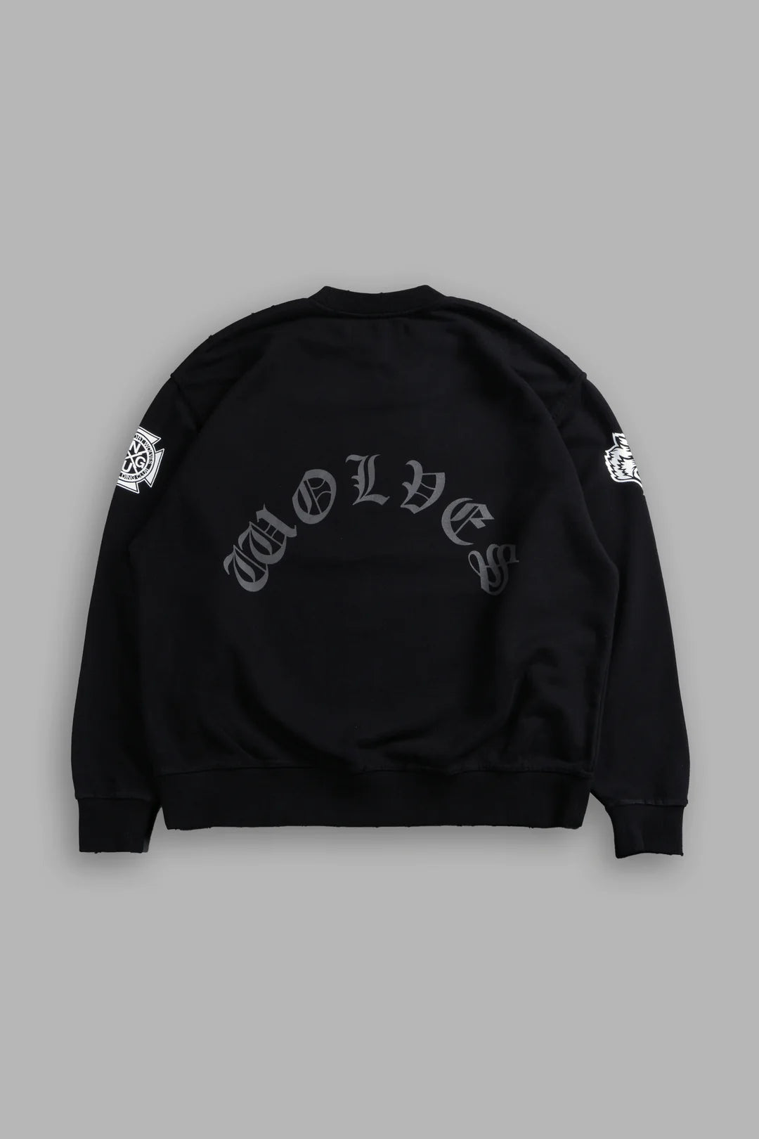 OUR CLUBS GRUNGE DESTROYED OVERSIZED LONDON CREWNECK IN BLACK