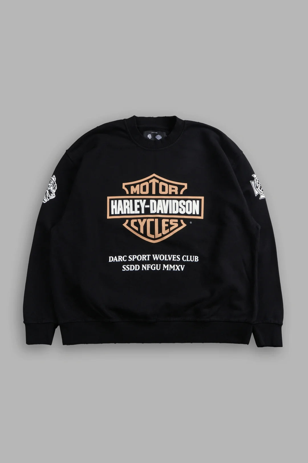 OUR CLUBS GRUNGE DESTROYED OVERSIZED LONDON CREWNECK IN BLACK