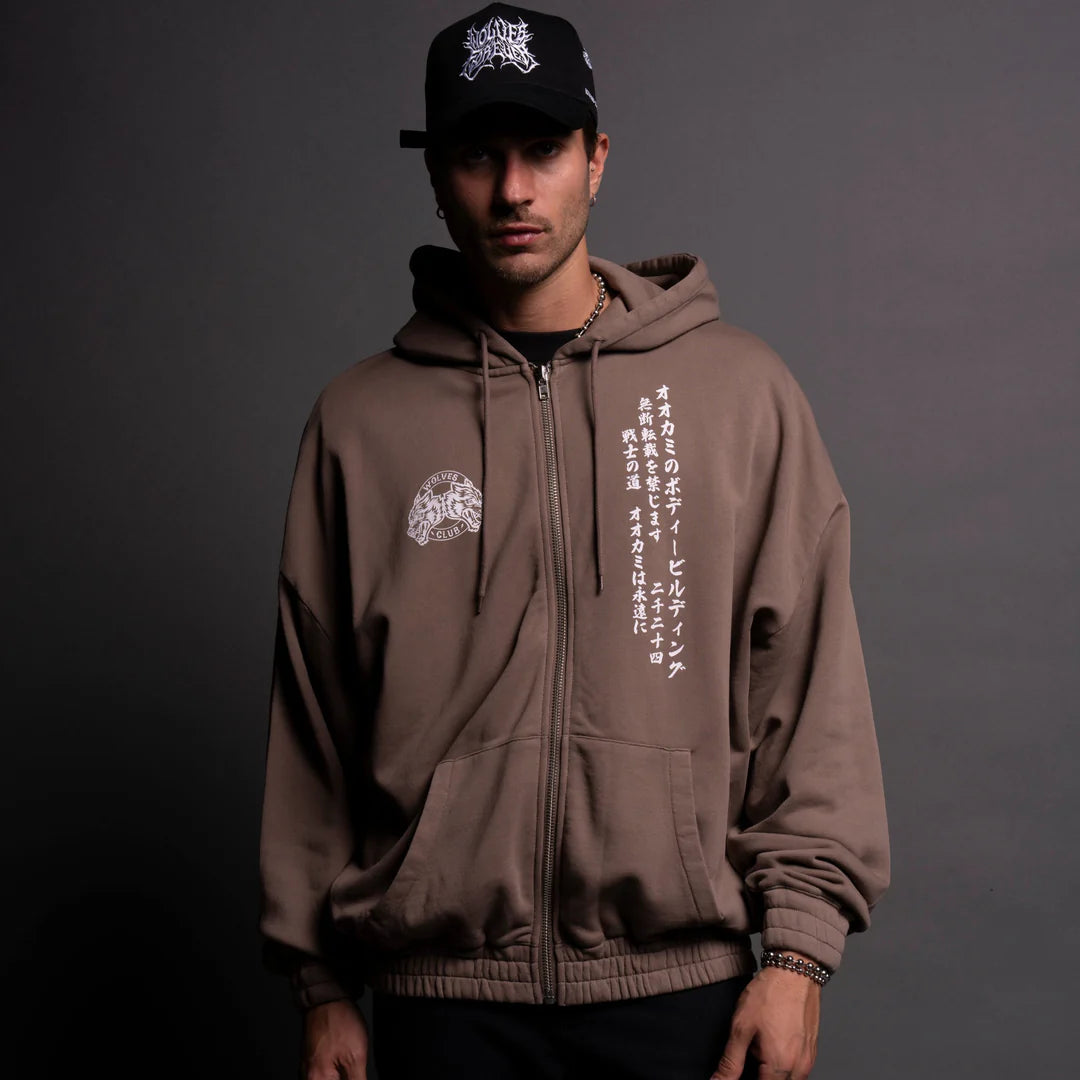 OUR ZONE "CHAMBERS" ZIP HOODIE IN MOJAVE BROWN