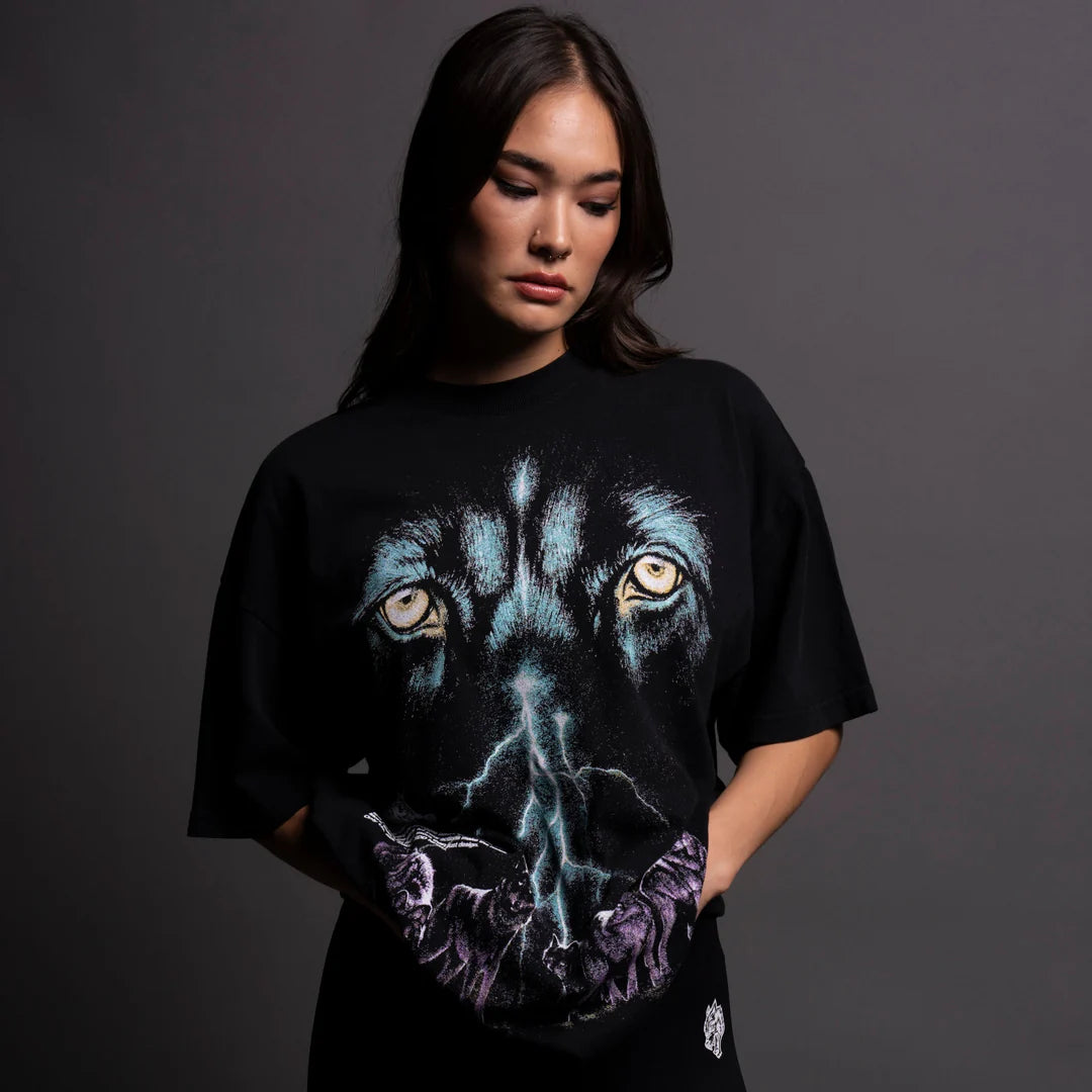 EYES OF THE STORM "PREMIUM" OVERSIZED UNISEX TEE IN BLACK/GREEN