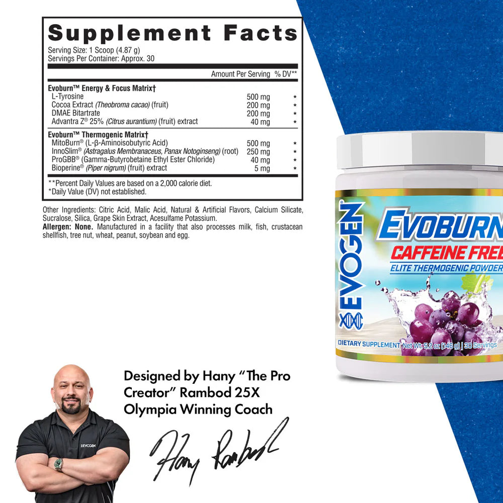 Evoburn Elite Caffeine-Free Thermogenic Fat Burner 30 porciones