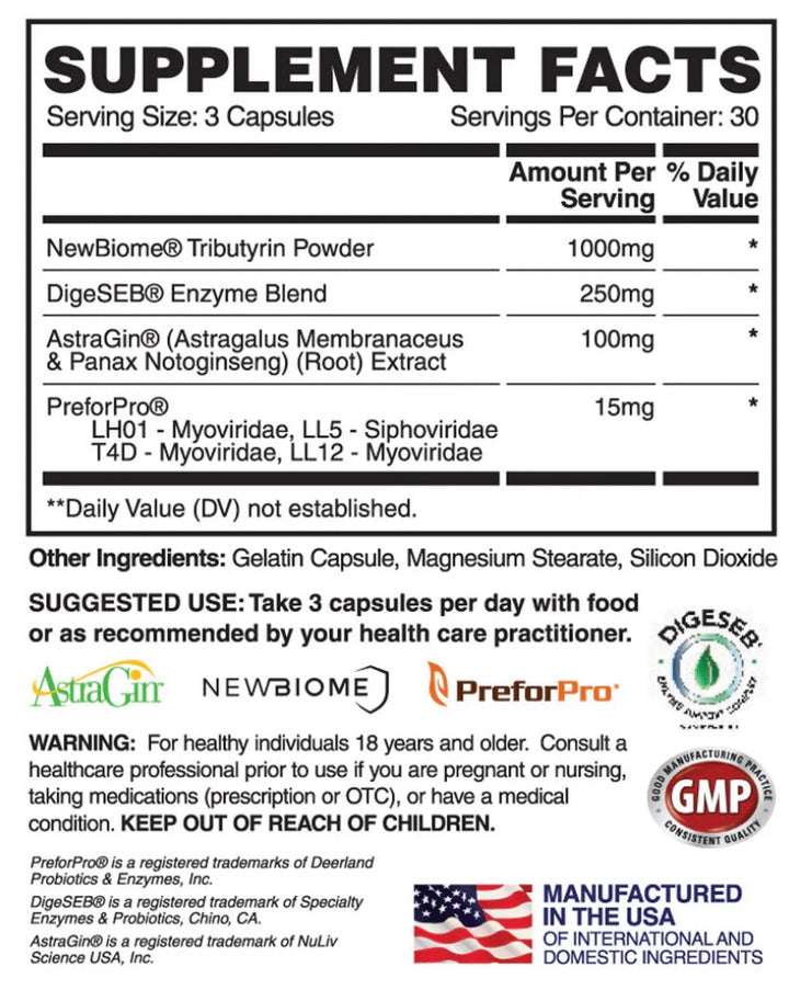 GUT GLORY - PREBIOTIC, POSTBIOTIC, SYNBIOTIC 90 caps