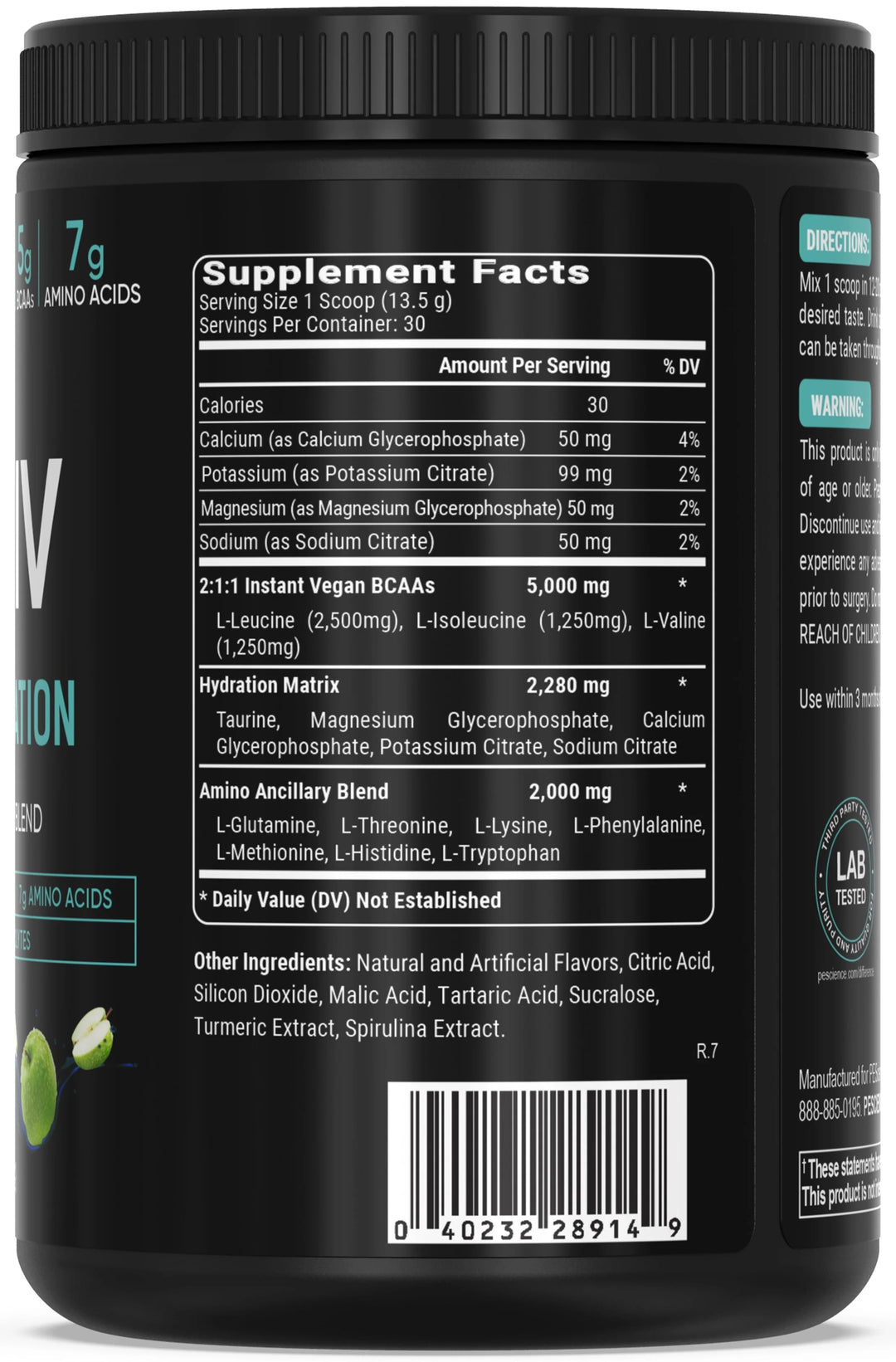 Amino IV BCAAs + EAAs+ Hydration 30 porciones