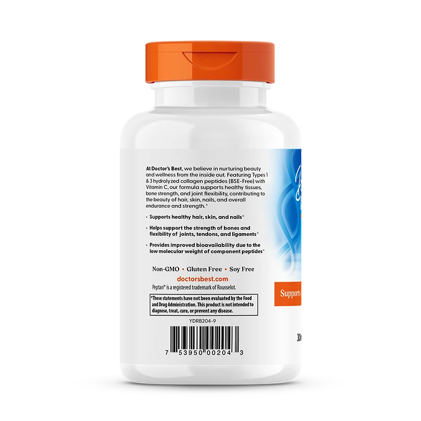 Doctor's Best Collagen Types 1 and 3 and Vitamin C, 3,000 mg Per Serving, 180 Tabs