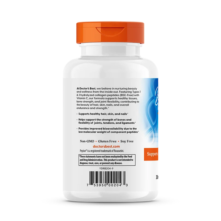 Doctor's Best Collagen Types 1 and 3 and Vitamin C, 3,000 mg Per Serving, 180 Tabs