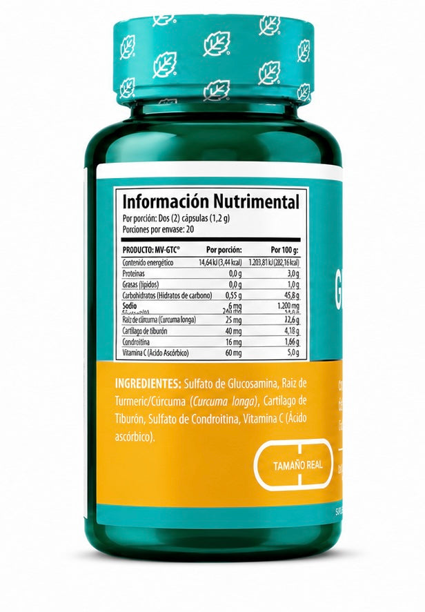 Glucosamina Cúrcuma Cartílago Tiburón Solanum Cápsulas 40 Caps 600mg c/u