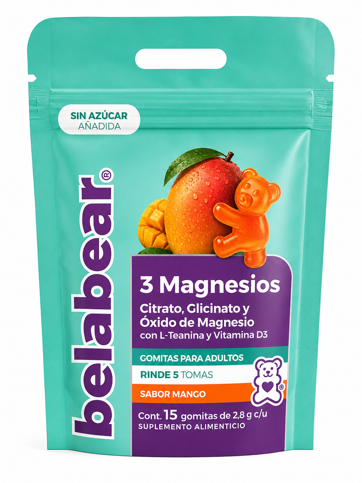 3 Magnesios 15 Gomitas sabor mango