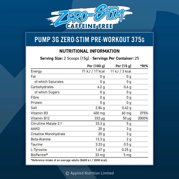 Pump 3G Zero Stim - Pre-entrenamiento sin cafeína