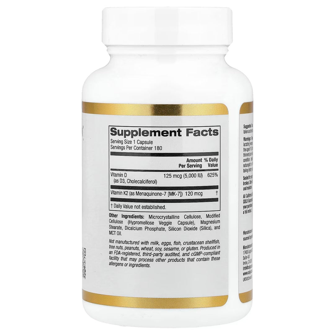 California Gold NutritionVitaminas D3 y K2 180 caps