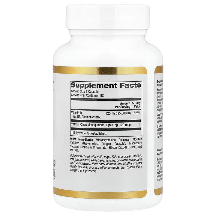 California Gold NutritionVitaminas D3 y K2 180 caps