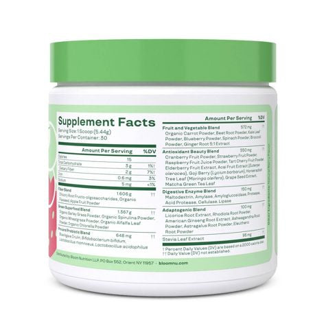 BLOOM NUTRITION Greens and Superfoods Powder - Berry (48 porciones)
