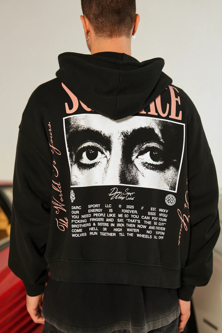 THE EYES DARCO DOUBLE ZIP HOODIE IN BLACK