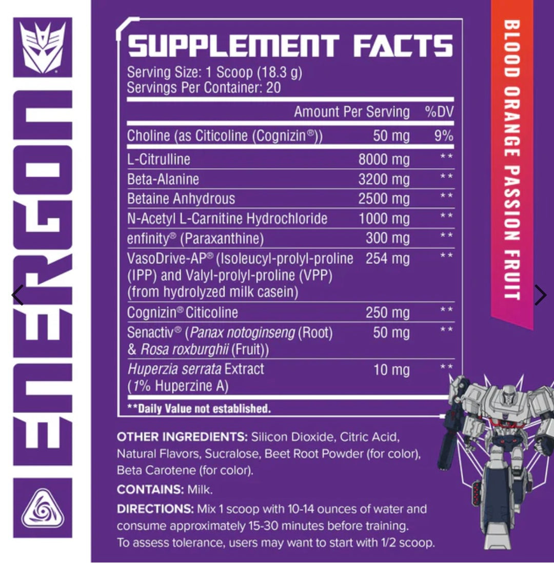 TRANSFORMERS® ENERGON - PRE-WORKOUT 20 porciones