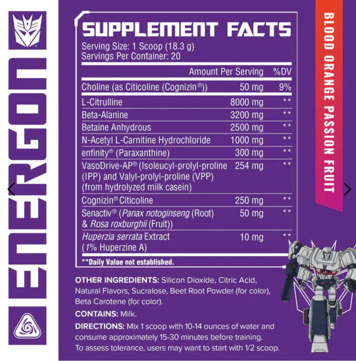 TRANSFORMERS® ENERGON - PRE-WORKOUT 20 porciones