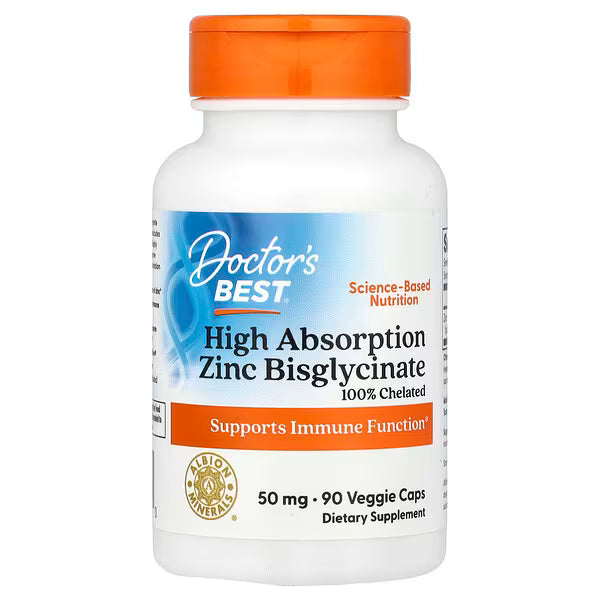 Doctor's Best, Bisglicinato de Zinc 50 mg 90 caps