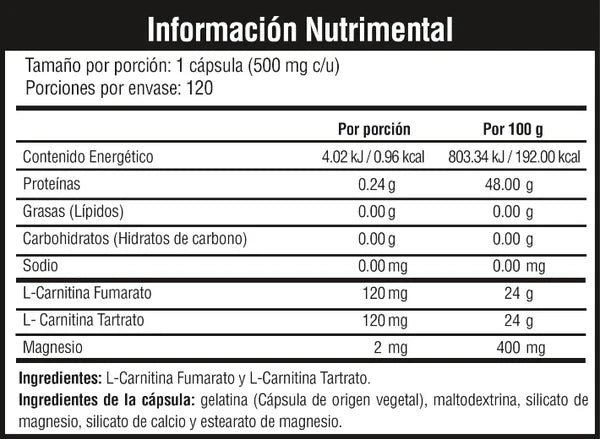 L- CARNITINA - 120 Caps