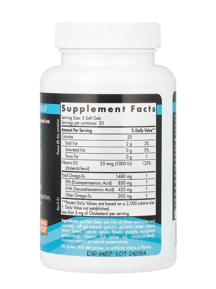 Ultimate Omega®-D3, Suplemento deportivo, 60 Softgels