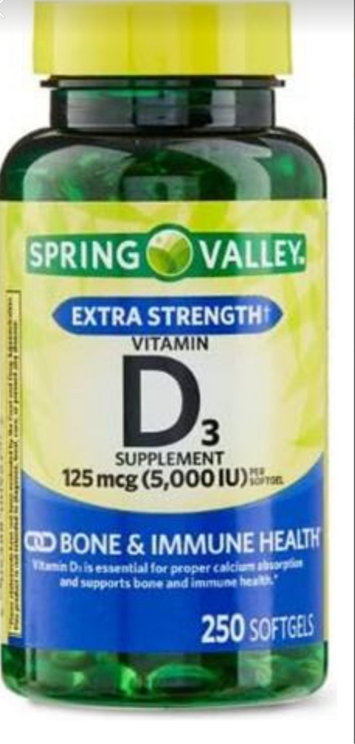 Spring Valley D3 125mcg 5000 IU 250 softgels