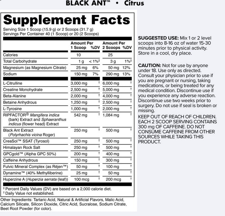 Bucked Up Black Ant 40 porciones