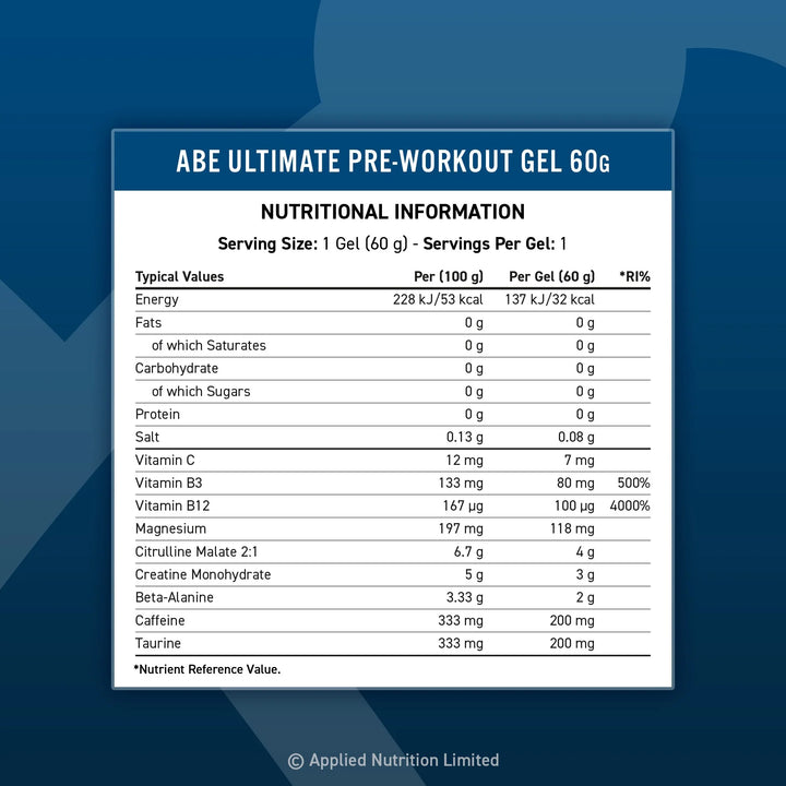 ABE - Gel pre-entrenamiento de alto rendimiento 60g 1pz