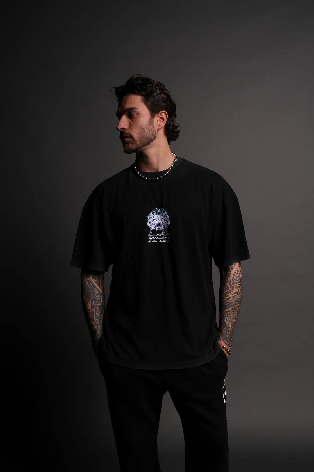 THUNDER "PREMIUM" OVERSIZED TEE IN BLACK/PURPLE LIGHTNING