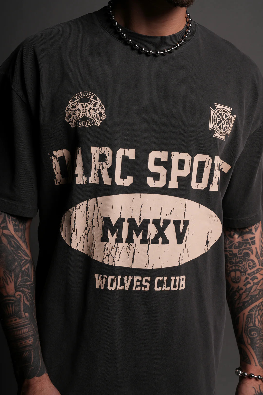 GRIDIRON "PREMIUM" OVERSIZED TEE IN WOLF GRAY