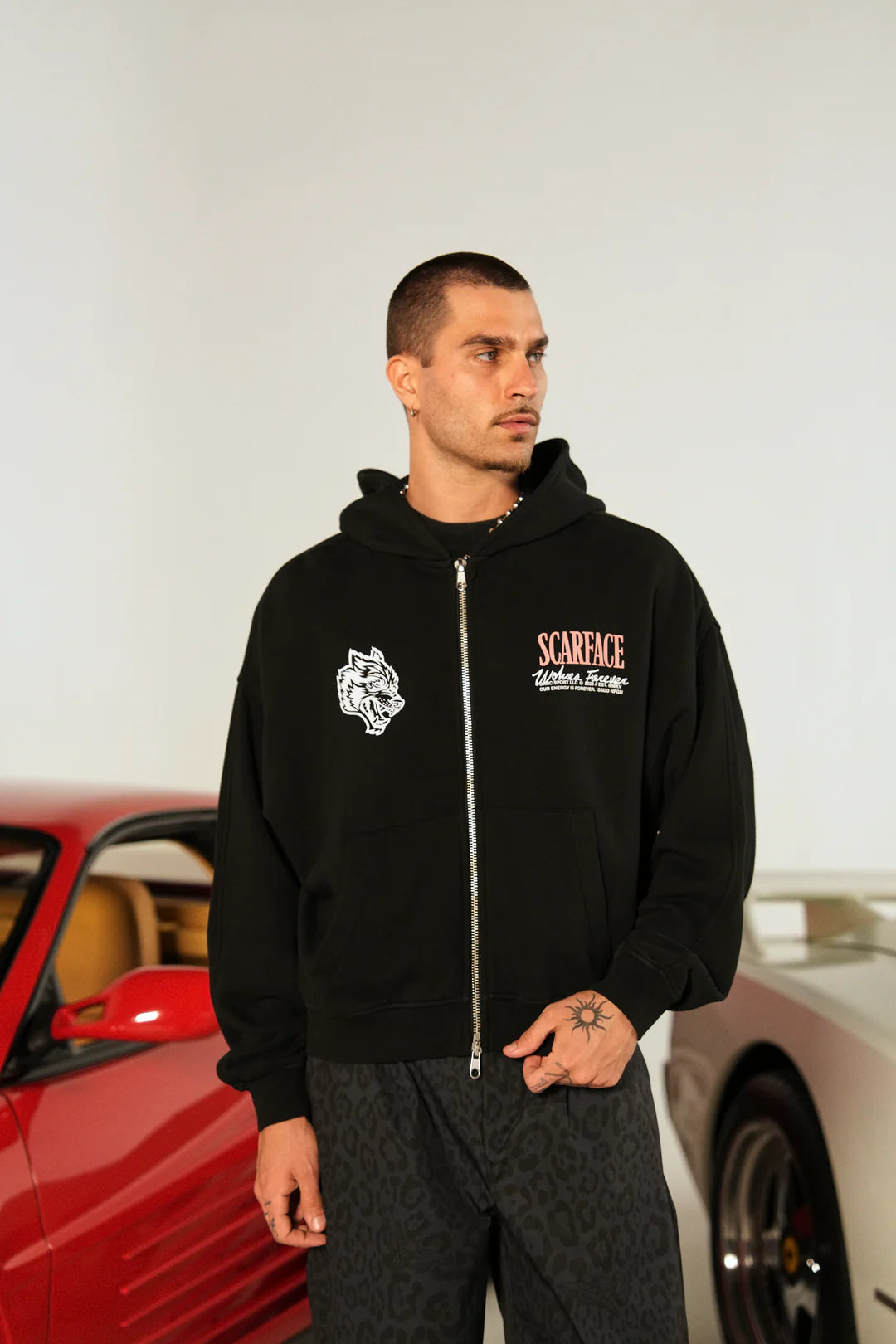 THE EYES DARCO DOUBLE ZIP HOODIE IN BLACK