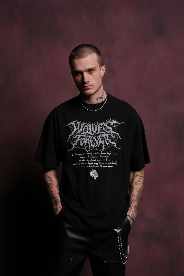 WEB OF SHADOWS "PREMIUM" OVERSIZED TEE IN BLACK