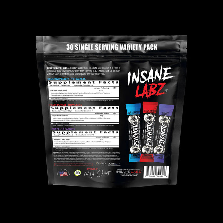 Psychotic Black Single Serving Variety Packs 30 porciones