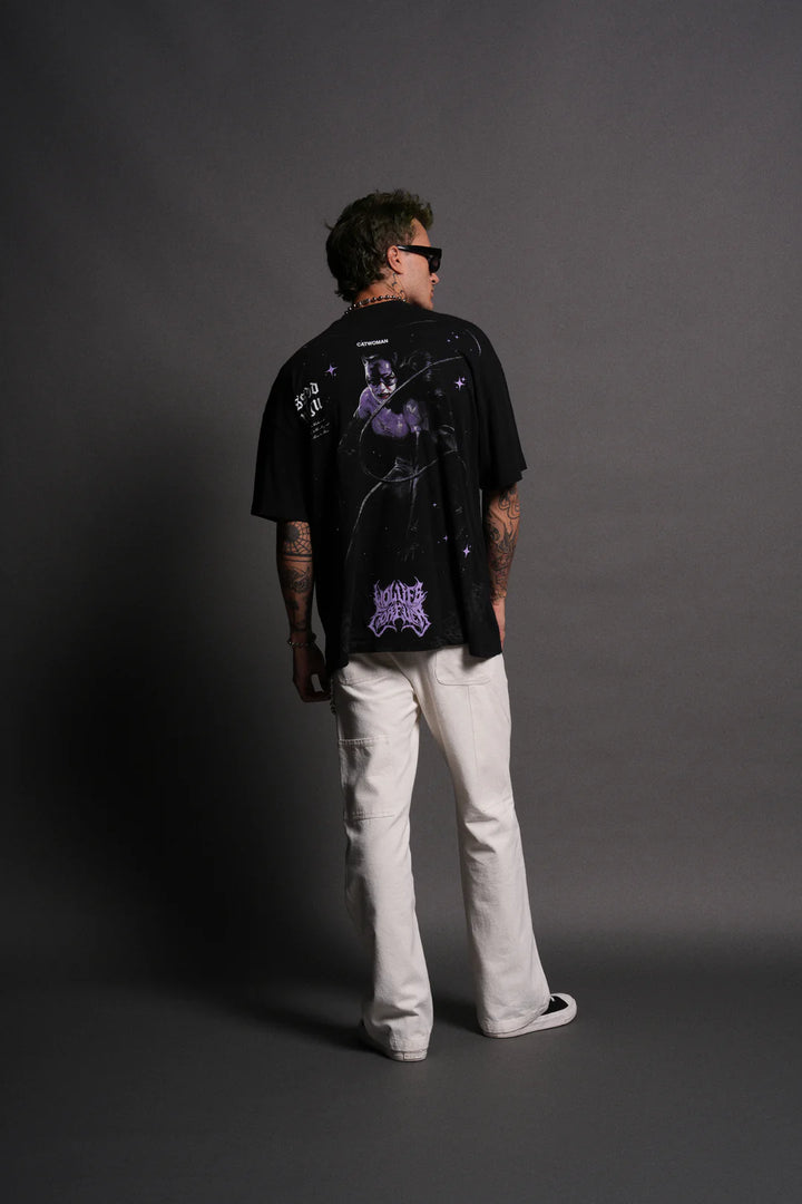 DARC CATWOMAN "SIDE BY SIDE" SERIES PREMIUM OVERSIZED TEE IN BLACK