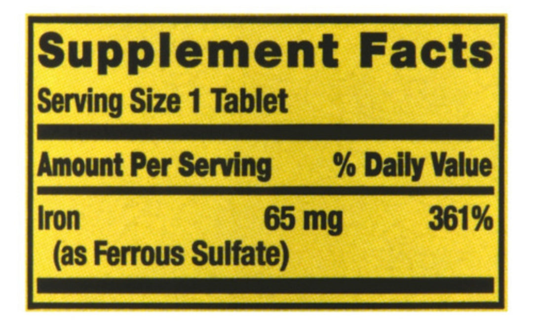 Spring Valley Iron 65mg 200 tabs