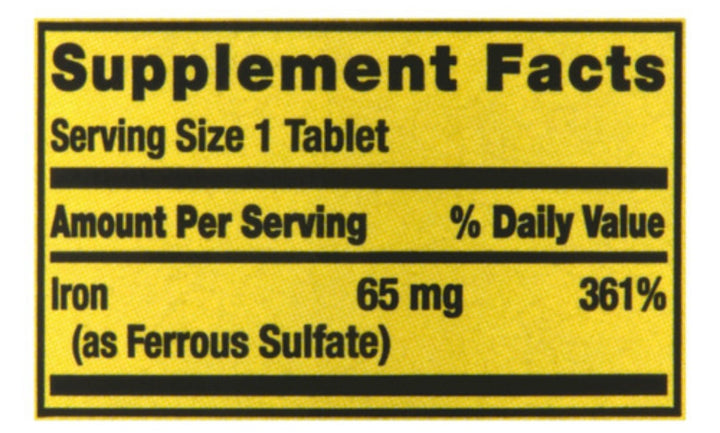 Spring Valley Iron 65mg 200 tabs