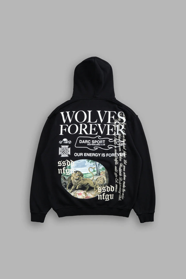 THREE WOLVES "PIERCE" HOODIE IN BLACK