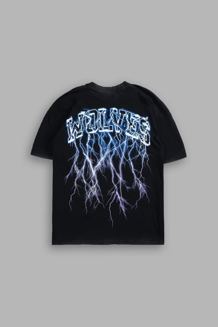 THUNDER "PREMIUM" OVERSIZED TEE IN BLACK/PURPLE LIGHTNING