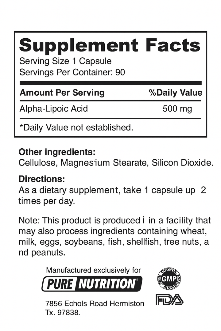 Alpha Lipoic Acid 500mg 90 caps