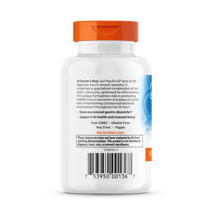 Doctor's Best PepZin GI, Zinc-L-Carnosine Complex, 120 Veggie Caps