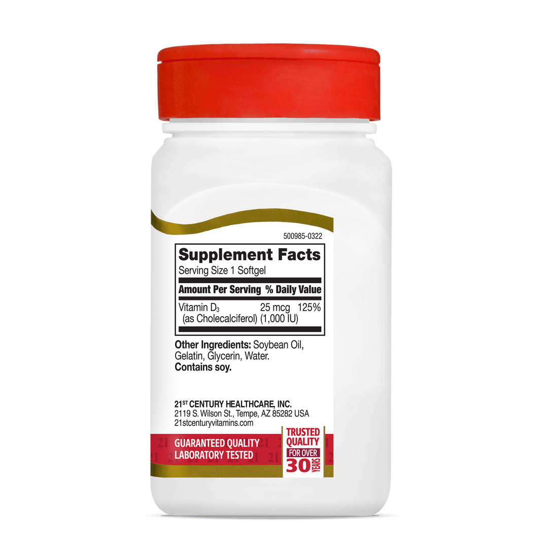 Vitamin D3 25 mcg
(1000 IU) 300 tabs