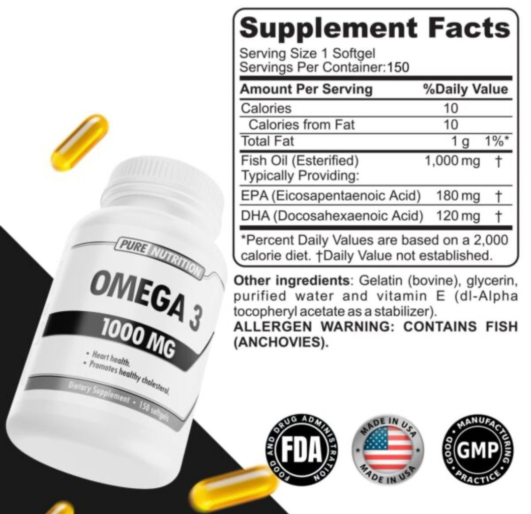 Pure Nutrition Omega 3 1000 Mg 150 Softgels