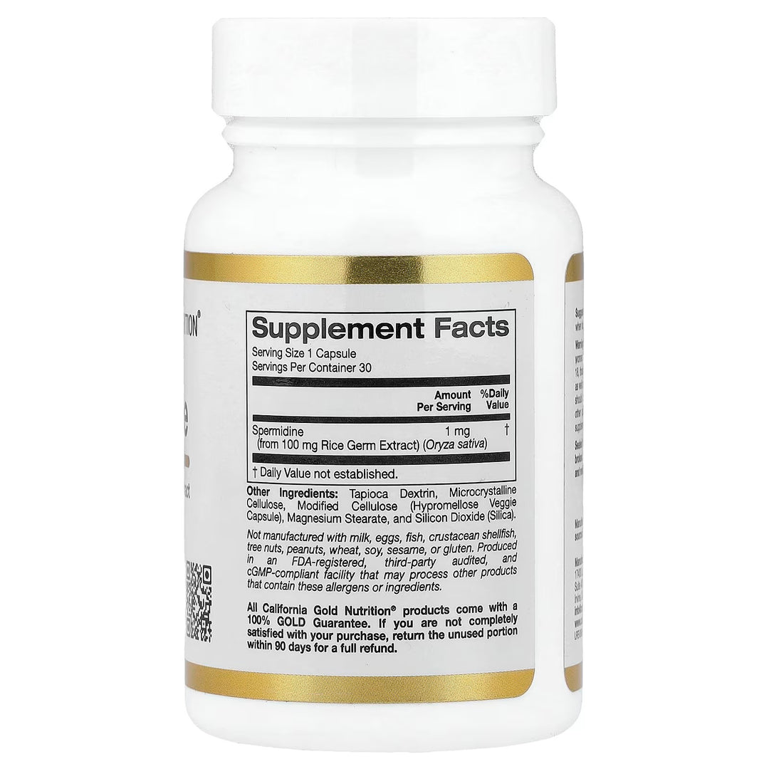 Spermidine Espermidina, Extracto de germen de arroz, 1 mg, 30 caps