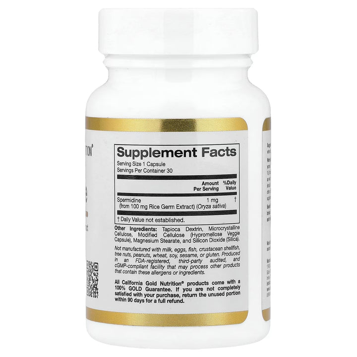 Spermidine Espermidina, Extracto de germen de arroz, 1 mg, 30 caps