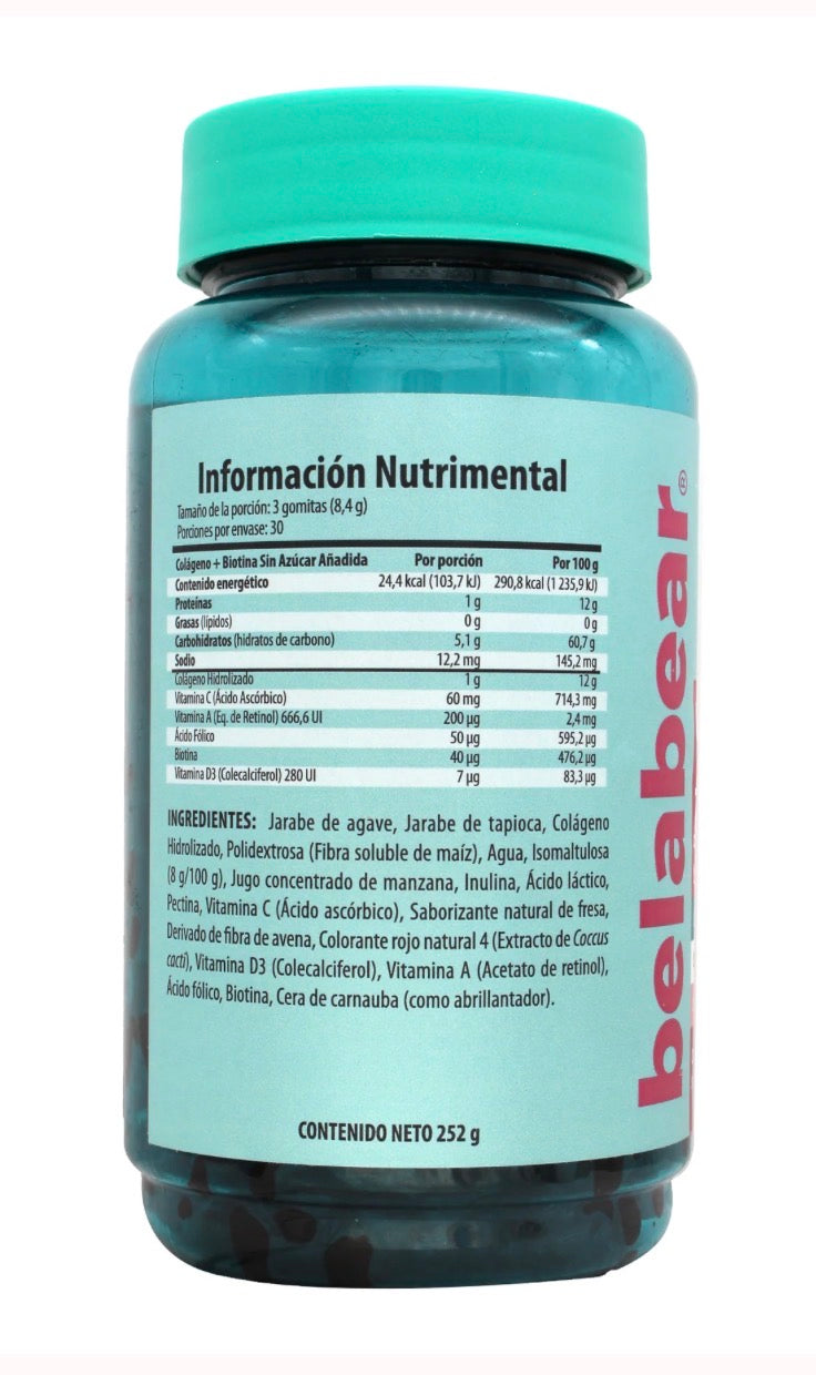 Belabear Colágeno + Biotina 90 gomitas para adultos